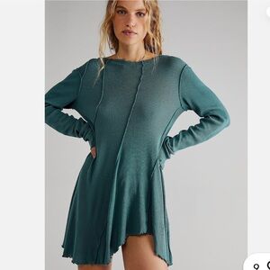 Free People Teal Primerose Tunic Long Sleeve Shirt